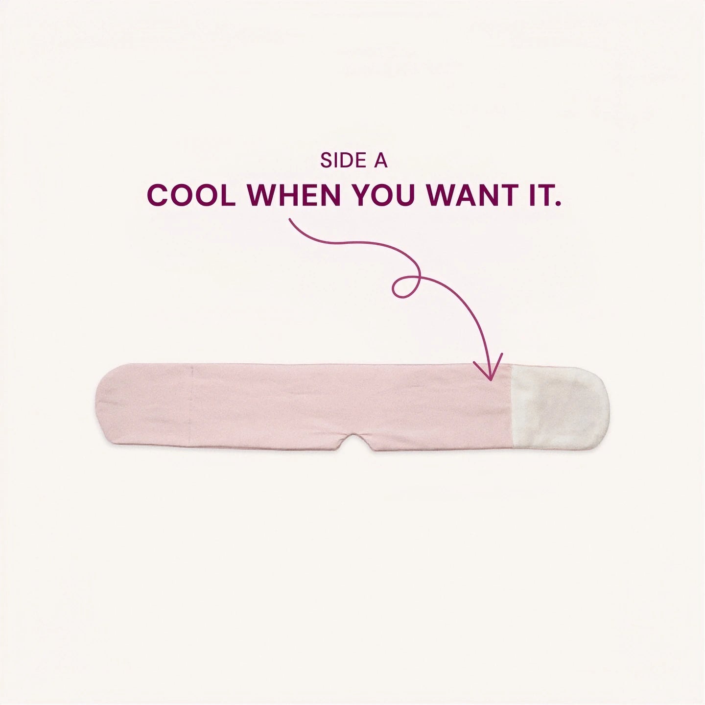 Mellooa Blush Pink weighted sleep mask, smooth side in a studio flat lay