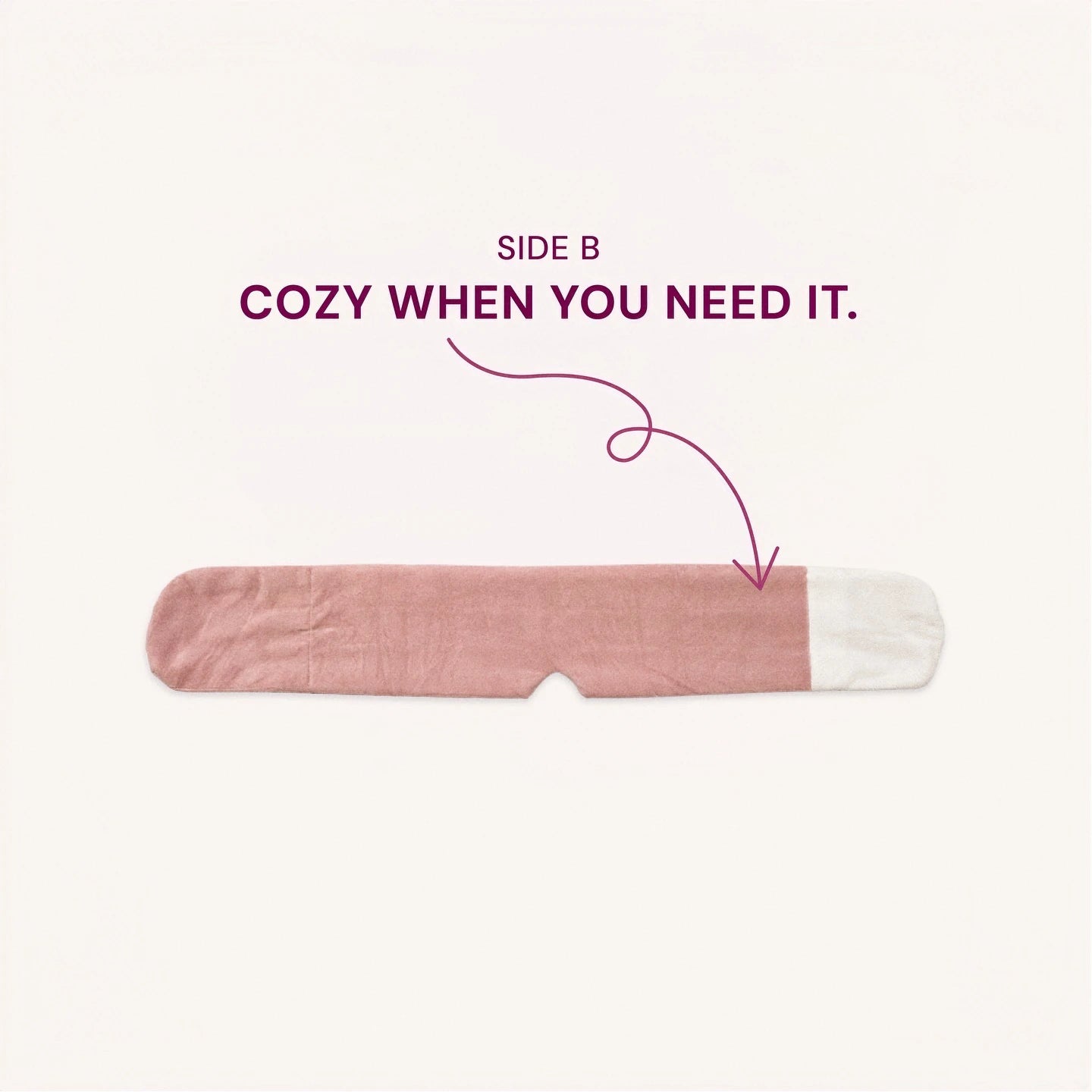 Mellooa Blush Pink weighted sleep mask, plush side in a studio flat lay
