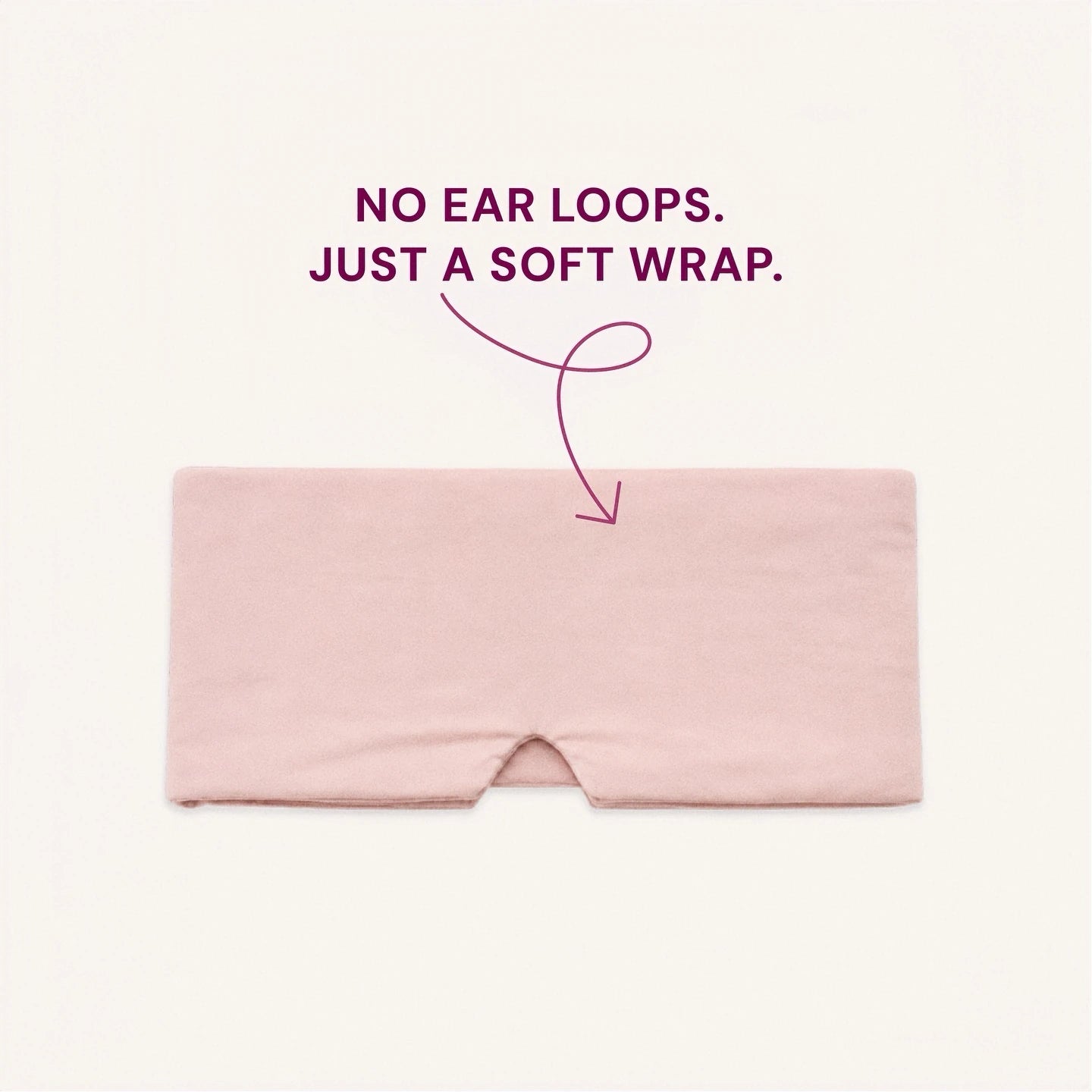 Mellooa Blush Pink weighted sleep mask, closed front view with the smooth side facing outward