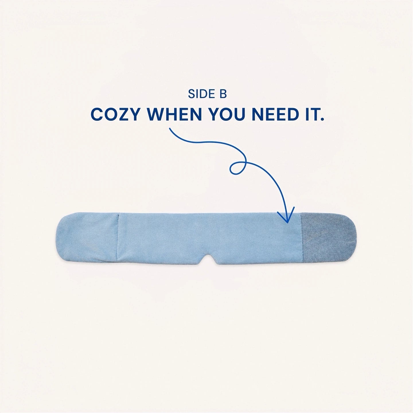 Mellooa Navy weighted sleep mask, plush side in a studio flat lay