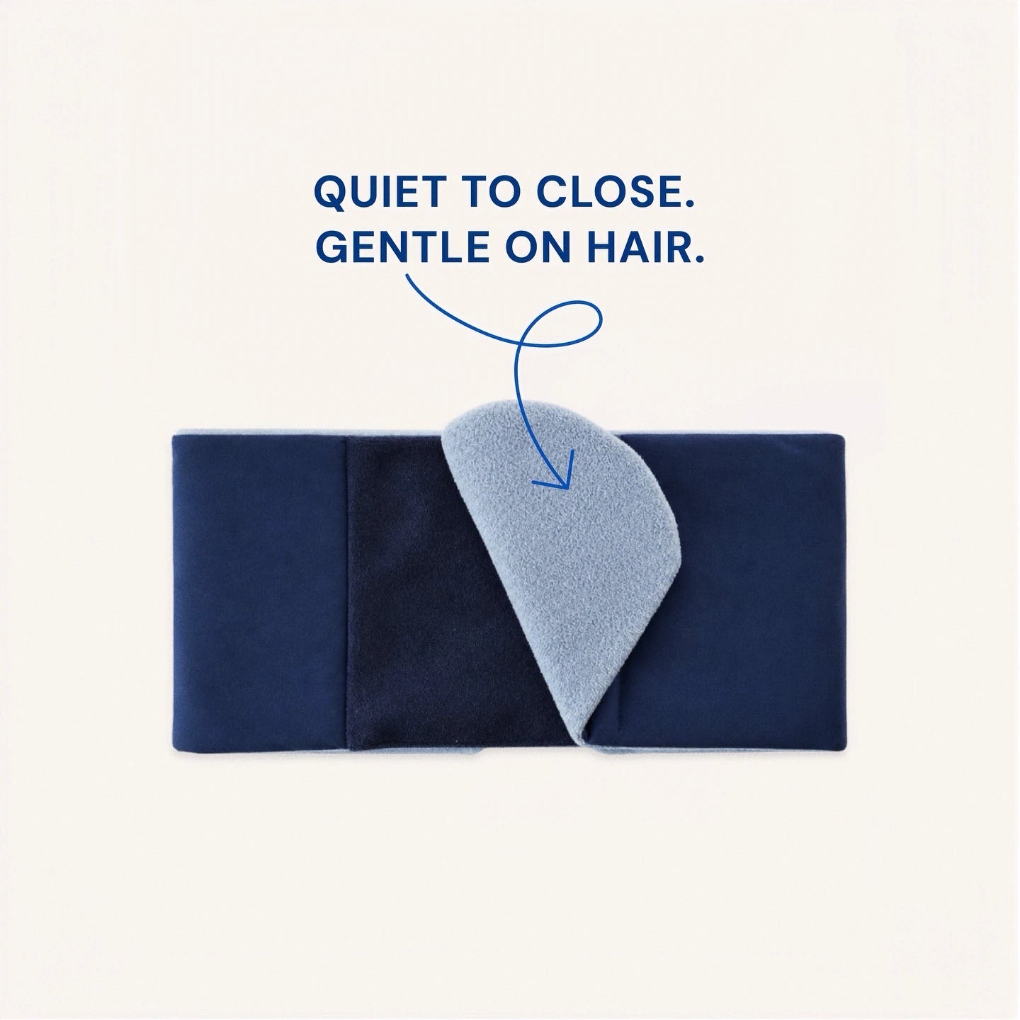 Mellooa Navy weighted sleep mask shown open with the smooth side facing outward