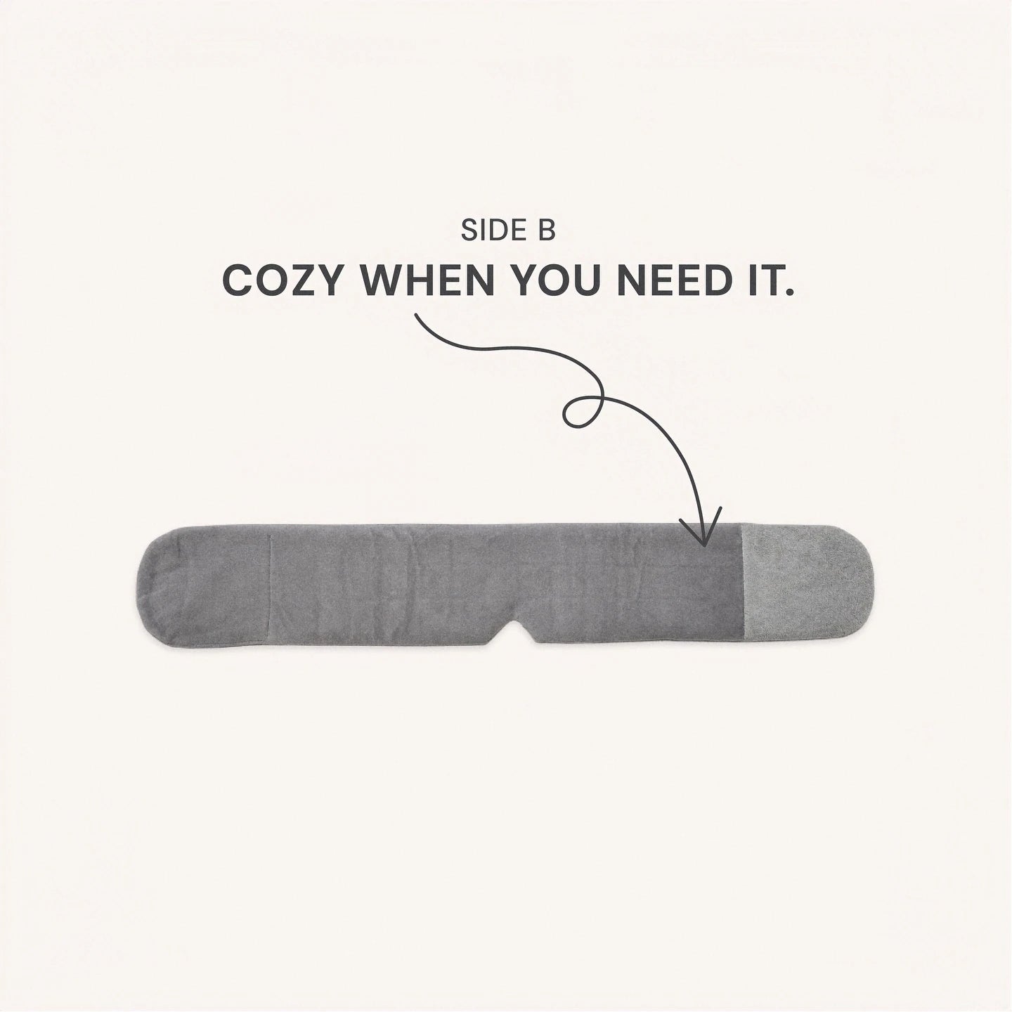 Mellooa Warm Gray weighted sleep mask, plush side in a studio flat lay