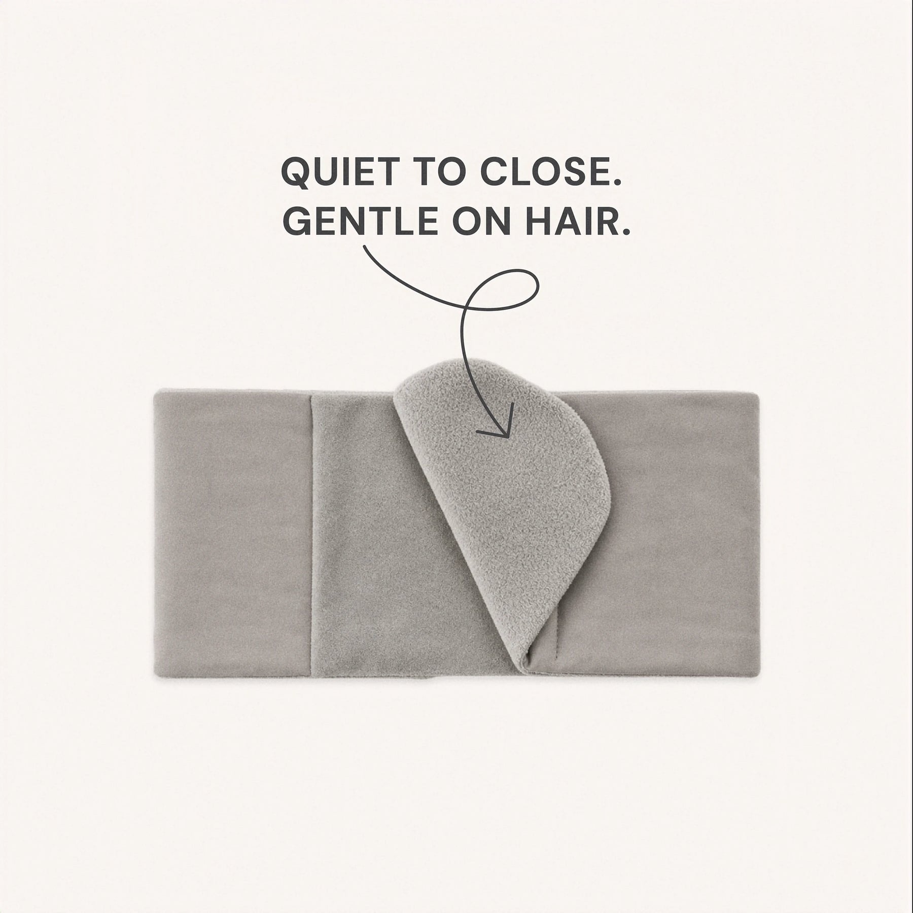 Mellooa Warm Gray weighted sleep mask shown open with the smooth side facing outward