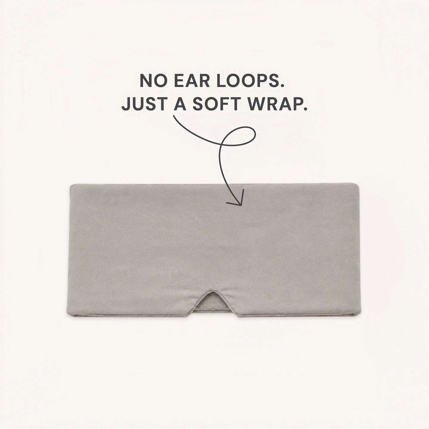 Mellooa Warm Gray weighted sleep mask, closed front view with the smooth side facing outward
